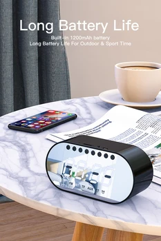

Bluetooth Speaker Portable Outdoor Mirror Alarm Clock Bass Wireless Speakers Subwoofer Music FM Home TF Card AUX Stereo Speakers