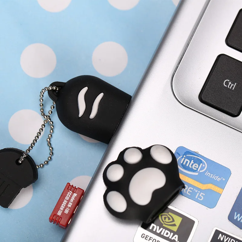 Милый мультяшный Кот коготь Usb флэш накопитель 256 ГБ карта памяти