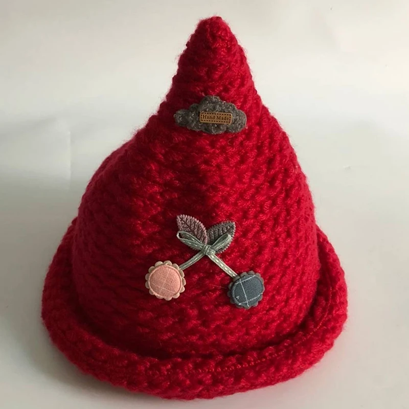 Красный Новая модная шерстяная шапка Skullies Beanies, детская зимняя шапка для девочек, вязаная шапка Beanies, Весенняя однотонная шапка Skullies Beanie, шапка bonnet - Цвет: Красный