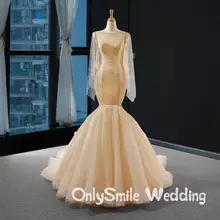 Роскошное Русалка Выпускные платья с длинным рукавом развертки поезд чистой Bling Русалка длинное платье выпускного вечера vestido вечернее