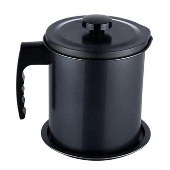 

1.3L Separator Grease Container Multifunction Stainless Steel Kitchen Tool Bacon Frying Kettle Pot With Strainer Can Oil Storage