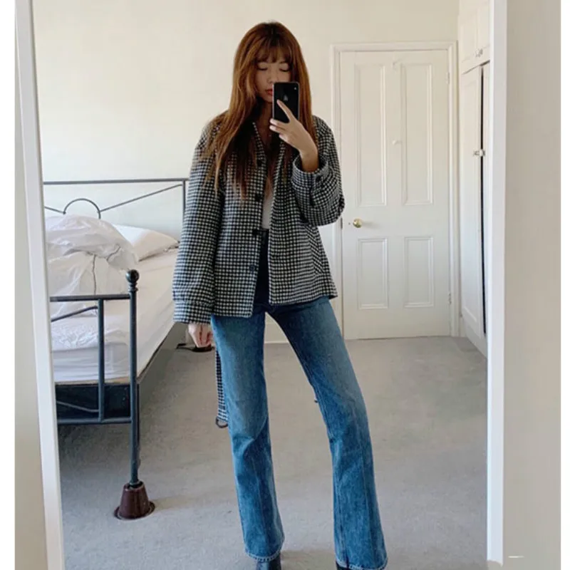 Женское шерстяное пальто в клетку | Женская одежда