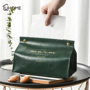 

Chic Tissue Case Box Container Luxury PU Leather Gold Letter Tissue Box Home Car Towel Napkin Papers Bag Holder Box Case Pouch