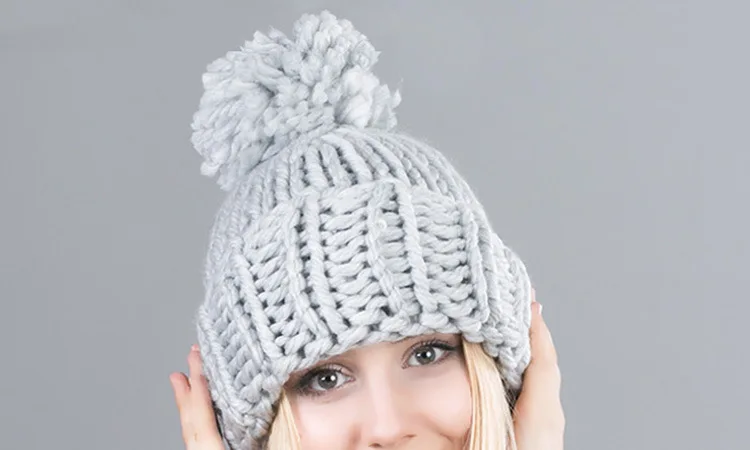 Тип вязания грубой шерсти ручной работы, большие шерстяные вязаные шапки, осенние и зимние уличные теплые женские вязаные шапки рик и морти балаклава шапка женская