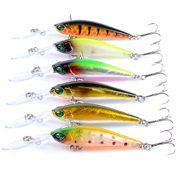 

6pcs/lot Minnow Fishing Lure 9.5cm 6.1g Crankbait Wobblers Iscas Artificiais Hard Bait 3D Eyes Bass Crank Fishing Tackle Pesca