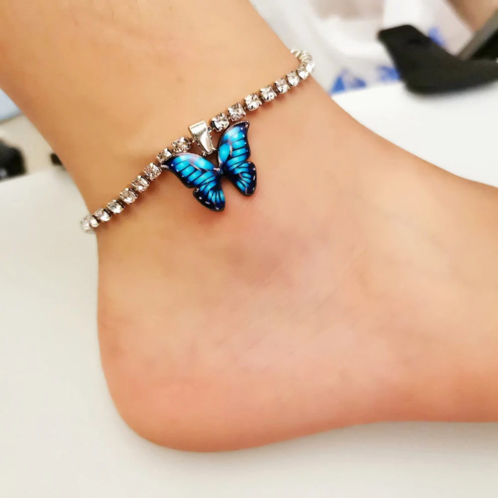 Colorful Butterfly Pendant Anklets for Women Rhinestone Bohemian Summer Beach Charming Foot Chains Jewelry Gifts браслет на ногу Colorful Butterfly Pendant Anklets for Women Rhinestone Bohemian Summer Beach Charming Foot Chains Jewelry Gifts браслет на ногу