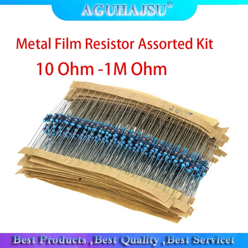 30 Valori Di Ogni 20Pcs = 600Pcs Resistore A Film Metallico Assortiti Kit 1% 1/4W 10 Ohm -1M Ohm 10R 22R 47R 100R 200R 1K 2K 10K 100K 220K