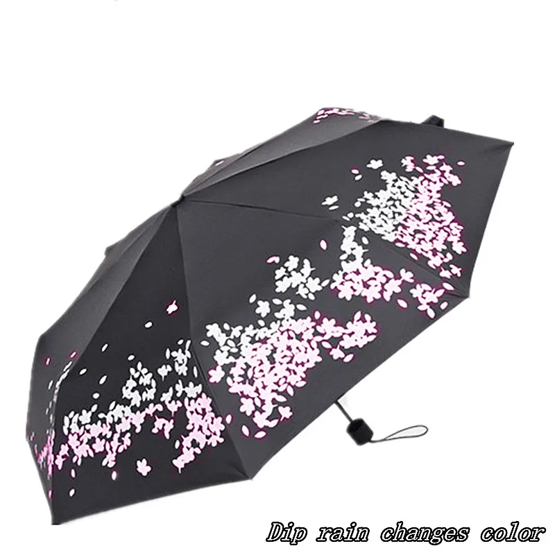 

Automatic Umbrella Rain Women Mini Pocket Three Folding Umbrella UV Protection Women Sun Change Color Umbrella Portable AYS087