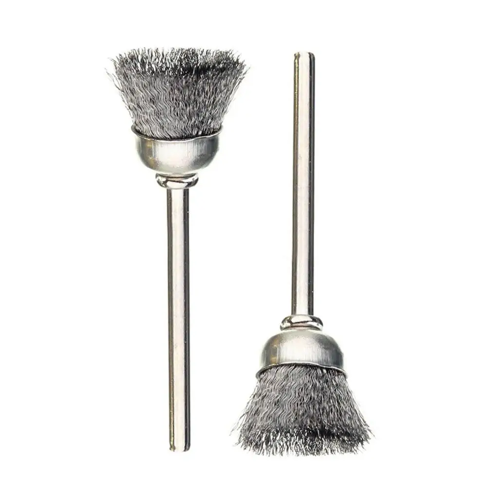 10PCS Stainless Steel Wire Brush 2.35mm Mandrel Cleaning Brushes Grinder Rotary Tool Drill Accessories Removal Polishing Burr