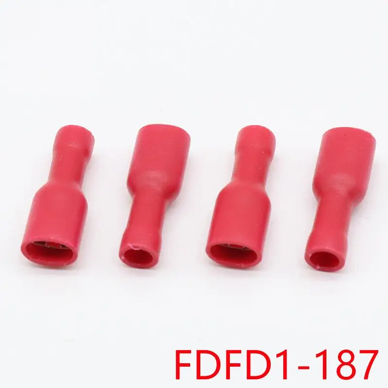 FDFD1-187 FDFD1.25-187 изоляционные женский изолированный Электрический обжимной терминал Разъемы 100 шт./упак. кабель провод разъема FDFD