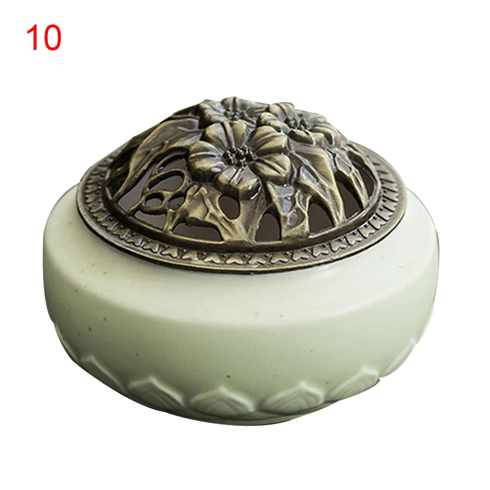Lovely Vintage Ceramic Censer Smoking Flow Incense Holder Gift Decoration for Home Office Room XH8Z - Цвет: 10