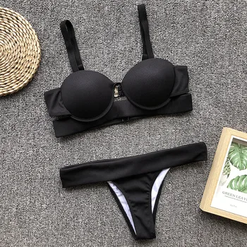 

Bandage Push Up Bikinis Women Thong Bikini Set Two Piece Swimsuit Underwire Swimwear 2019 Bathing Suit Women Swimming Biquini