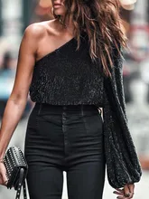 ^^Best Offers Tosheiny 2019 Sexy One Shoulder Long Lantern Sleeve Backless Women Tops Solid Color Sequins Irregular Neck Women Skirts ^^Best Offers Tosheiny 2019 Sexy One Shoulder Long Lantern Sleeve Backless Women Tops Solid Color Sequins Irregular Neck Women Skirts