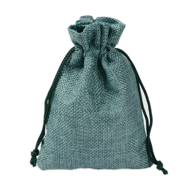 Peacock blue 50 шт. 10*14 см льняные сумки на шнурке для подарков, конфет, ювелирных изделий, еды, орехов, печенья, мешок для рождественской вечеринки, свадебных сувениров и подарочной упаковки - Цвет: Peacock blue