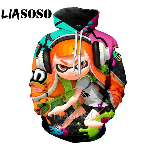 3d принт забавная толстовка с капюшоном Splatoon rock уличная homme мужская верхняя одежда wo Мужская harajuku Толстовка Рубашка Аниме толстовки LX