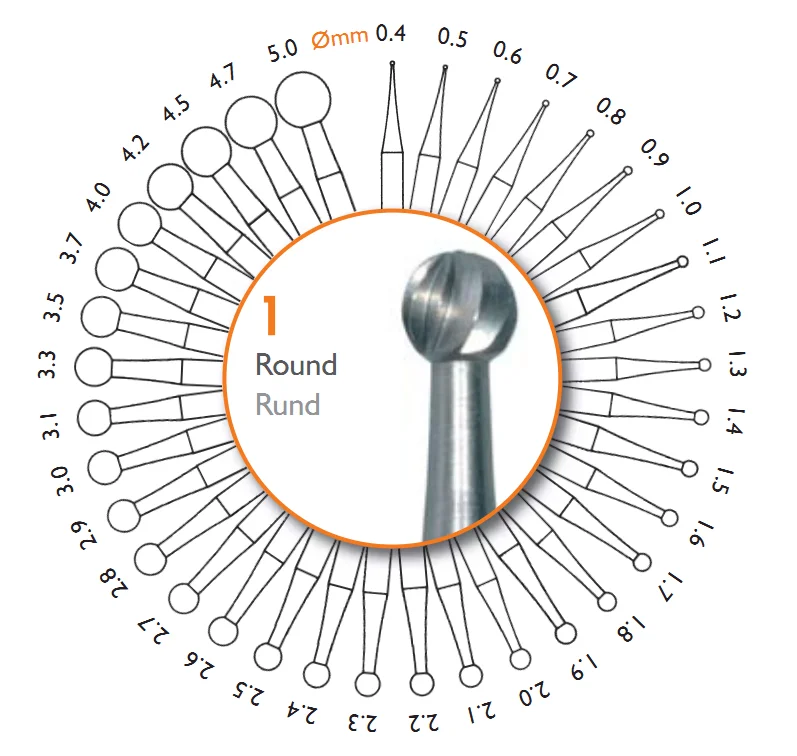 round bur Dental Tungsten Steel Carbide Burs High Speed Round Steel Burs for Jewelry Making Tool