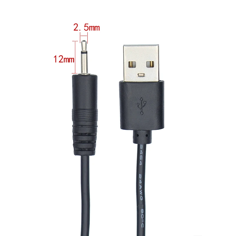 2.5mm Mono Male to USB Power Cable 2 Pole Jack 2.5mm to USB Charging Cable 1M charging cable usb charging cable