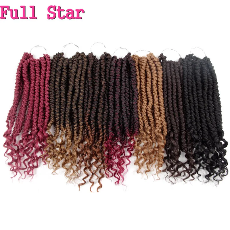 

Full Star 12inch Senegalese Twists Crochet Synthetic Hair Short Crotchet Braids Black Ombre Brown Fluffy Braiding Hair
