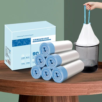 

120 Pcs Kitchen Biodegradable Trash Bags Recycling Garbage Bags for Kitchen Yard Home Office PLA+PBAT Trash Bags