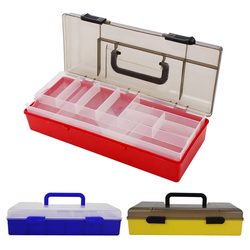 

Portable 2-layer Fishing Tackle Box Lure Hook Bait Plastic Storage Holder Fishing Accessories
