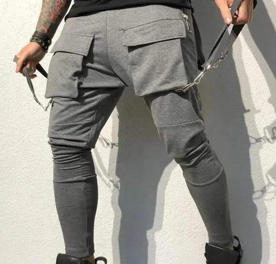 PACK09G Hip Hop Multi-pocket Brand Men Pants Cotton Track Pants Joggers Sweatpants Casual Zip pocket Sweat Pants - Цвет: PACK09G
