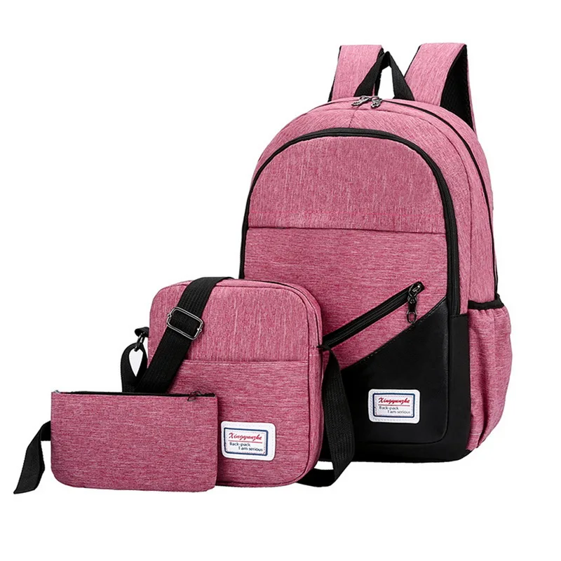 

Litthing USB Charging Canvas Backpack 3 Pcs/set Women School Backpacks Schoolbag For Teenagers Man Student Book Bag Boys Satchel