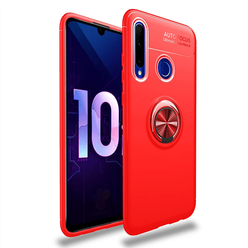 Red Ring Case 3-в-1 стекло+ магнитом Силиконовое чехол хонор 10 лайт чехол на Honor 10i 10Lite мягкий чехол на телефона huawei p30lite чехол полное покрытие чехол на хонор 10i чехол honor 10i магнитная кольцом чехол - Цвет: Red Ring Case