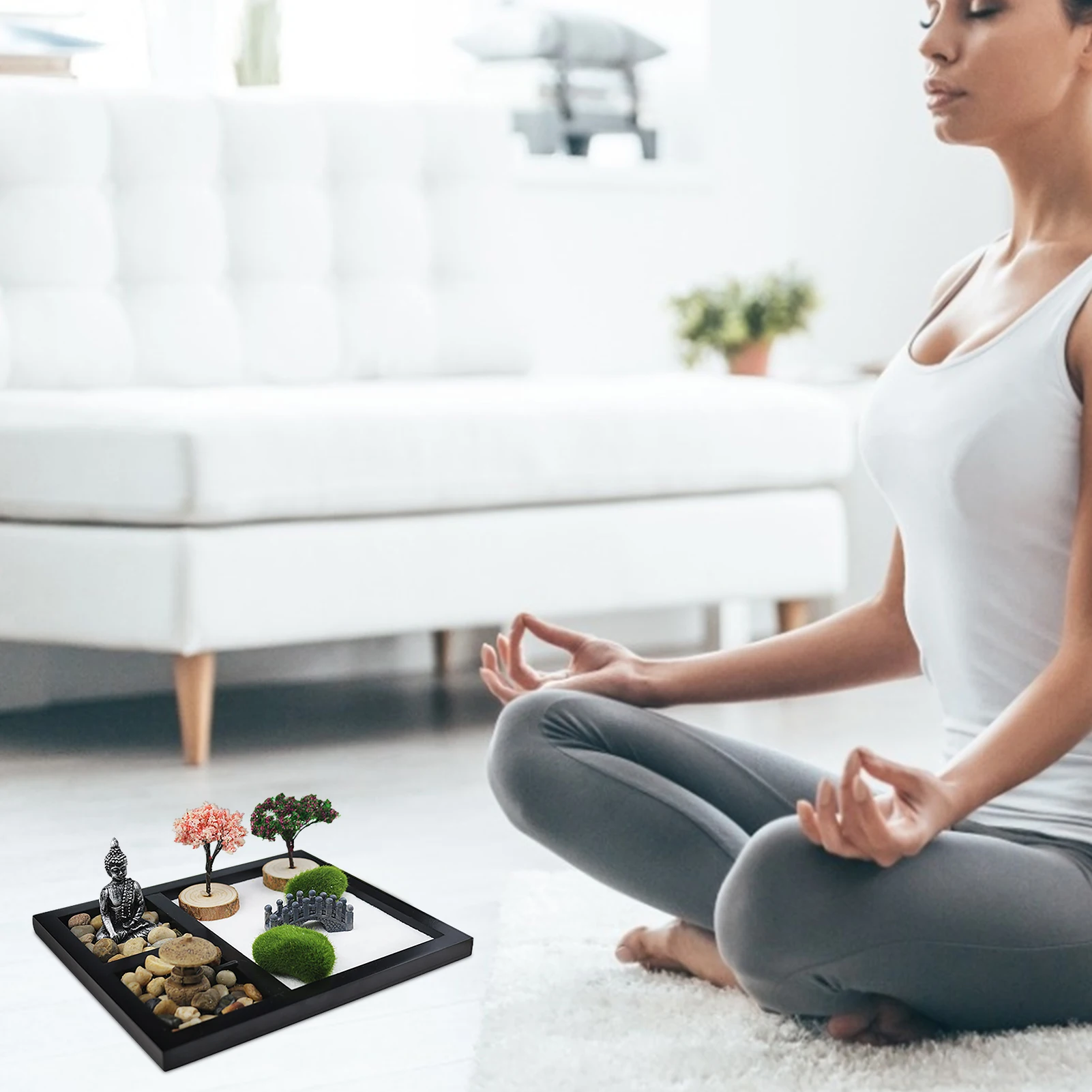 Details about   Japanese Sand Tray Zen Garden Kit Mini Meditation Tabletop Decor For Home Office 