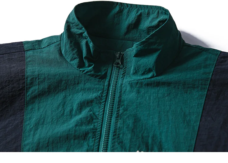 Мужская куртка в стиле хип-хоп, ветровка в стиле ретро, уличная куртка с цветным блоком, лоскутные куртки, пальто, осенняя Повседневная куртка на молнии в стиле Харадзюку