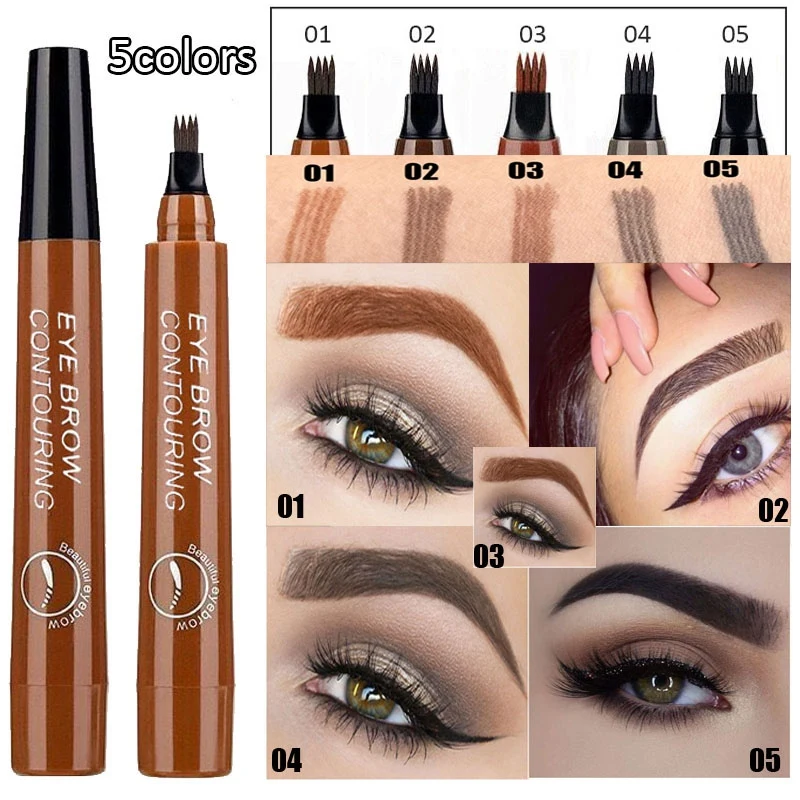 

Professional Makeup Eyebrow Pen New Waterproof Smudge-proof Micro-Fork Eyebrow 10 Colors Liquid Eyebrow Pen Eye Brow Pen