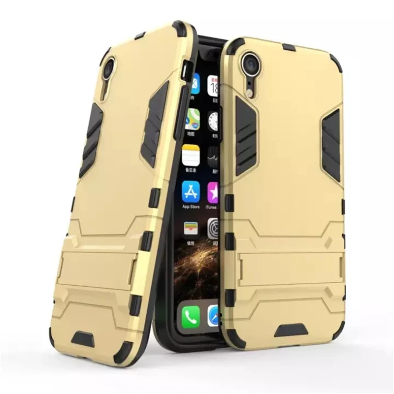Gold Защитный противоударный жесткий чехол yuhashi с подставкой для iPhone XR, защитный чехол с держателем для задней панели телефона, чехол-бампер для iPhone XR, Funda - Цвет: Gold