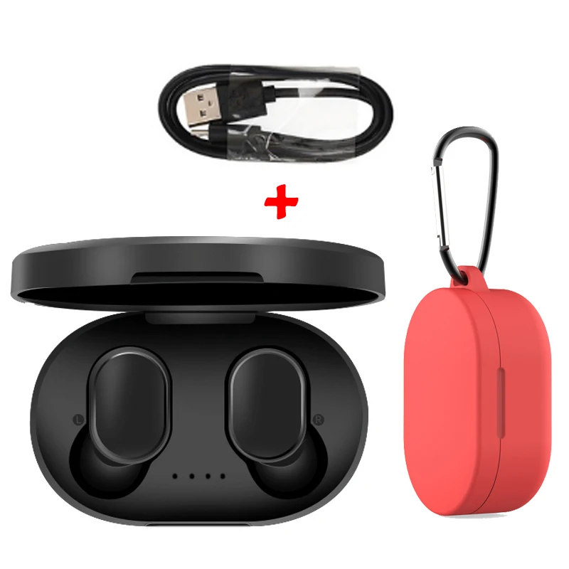 Black Red case A6S беспроводные наушники спортивные наушники Bluetooth 5,0 TWS наушники с шумоподавлением микрофон для iPhone huawei samsung Xiaomi Redmi - Цвет: Black Red case