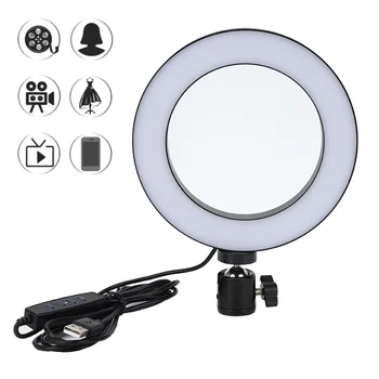 

selfie light 6 Inch Dimmable LED Video Ring Light Camera Lamp Kit with Tripod Mobile Phone Holder USB Port photo light