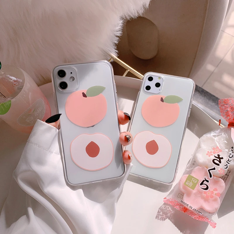 Модный прозрачный мягкий чехол для телефона с фруктами сладкого персика iPhone 11 Pro