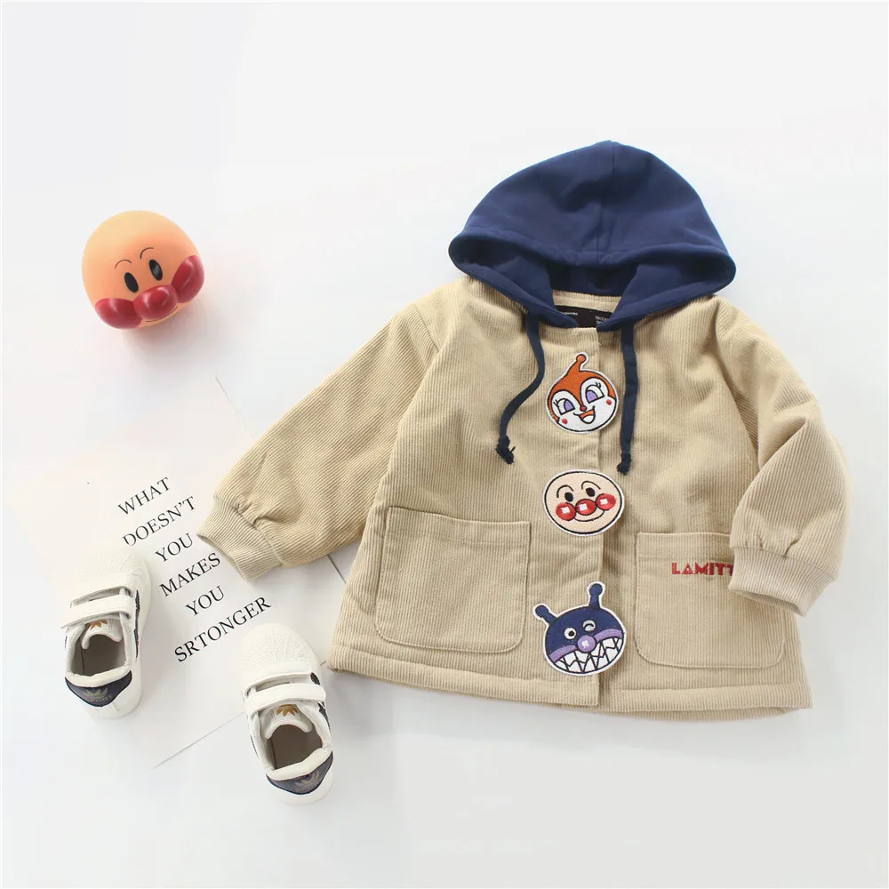 Tonytaobaby/новая осенне-зимняя одежда для мальчиков и девочек с бархатной подкладкой; Пальто с героями мультфильмов; плотное пальто; Детское пальто