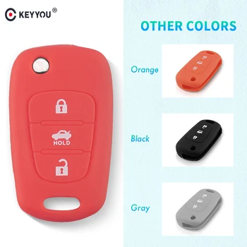 

KEYYOU 20X 3 Buttons Silicone Car Key Cover Case For Hyundai i20 i30 i35 iX20 iX35 ix30 Solaris For KIA K2 K5 Sportage Sorento