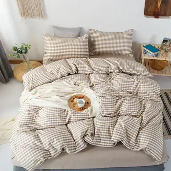 Conjunto de funda de edredón con ropa de cama individual/Queen/King Size, colcha de cama, edredón sólido, juego de cama de Color para cama doble