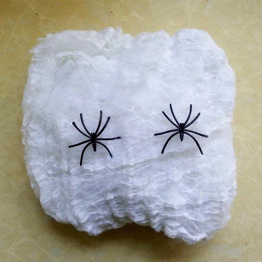Scary Halloween Decoration Props Fake Spider Web Stretchy Cobweb Halloween Spiderweb Diy Party Escape Props for Haunted House