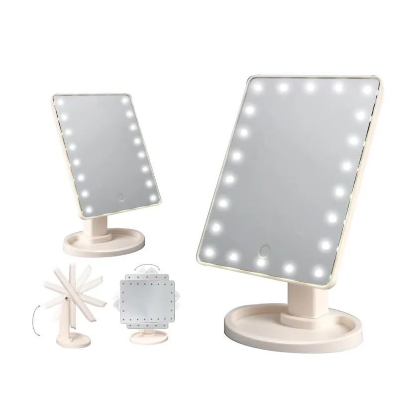 LED Touch Screen Makeup Mirror Professional Vanity Mirror With 22 LED Lights Beauty Adjustable 360 Countertop Degree Rotation