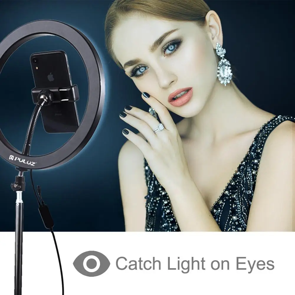 PULUZ 12 дюймов 30 см затемняемый RGB полноцветный светодиодный кольцевой светильник для селфи камера телефон фотография видео макияж Лампа Холодный башмак Штативная головка