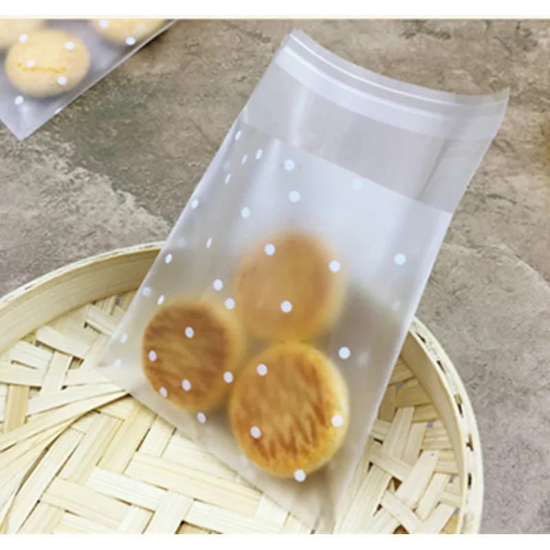10x7cm Vogvigo 100pcs Transparent Cellophane Polka Dot Candy Cookie Gift Bag with DIY Self Adhesive Pouch Wedding Birthday Party - Цвет: 10x7cm