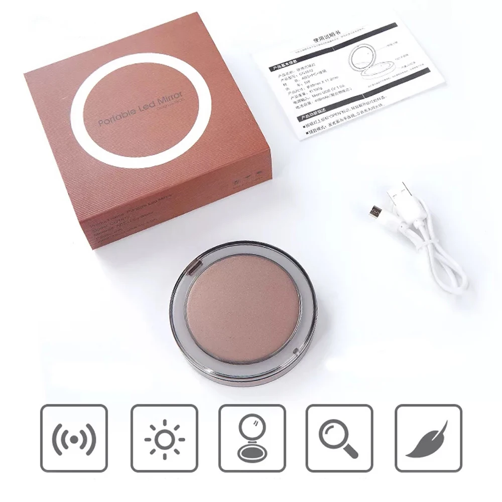 Портативный светодиодный светильник ed Mini Makeup Mirror 1X 3X увеличительное зеркало Spiegel компактный дорожный зондирующий светильник маленькое косметическое зеркало зарядка через usb