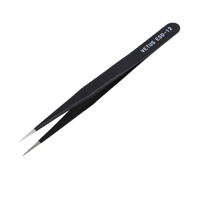 Precision Tweezers 2pcs Anti-static Stainless Steel ESD Tweezer Electronics Repair Tools