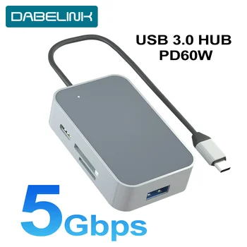 

USB HUB 5 in 1 Multi USB 3.0 PD 60W Charging Adapter Dock for MacBook Pro Accessories USB-C Type C 3.1 Splitter 3 Port USB C HUB