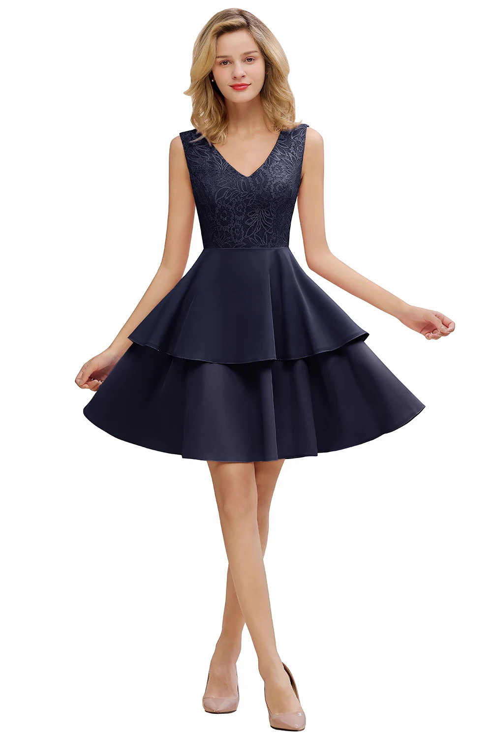 Navy Blue Новинка, цветные короткие сексуальные коктейльные платья, светоотражающие платья, а-силуэт, вечерние мини платья, платья для выпускного вечера CPS1346 - Color: Navy Blue