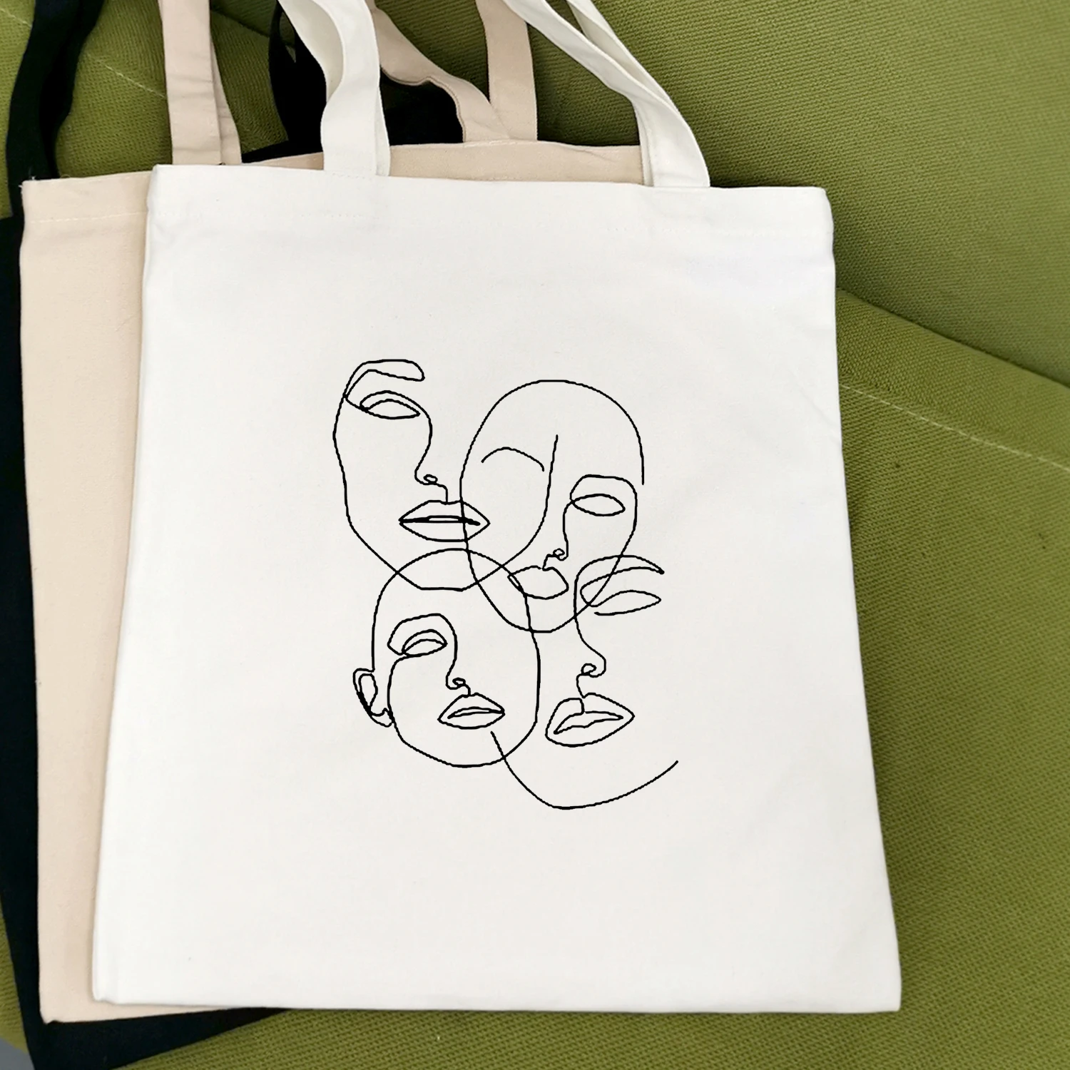 Handbag Tote-Bag Canvas Shoulder Travel Harajuku Funny Fashion Kpop Girl Women Abstract-Art