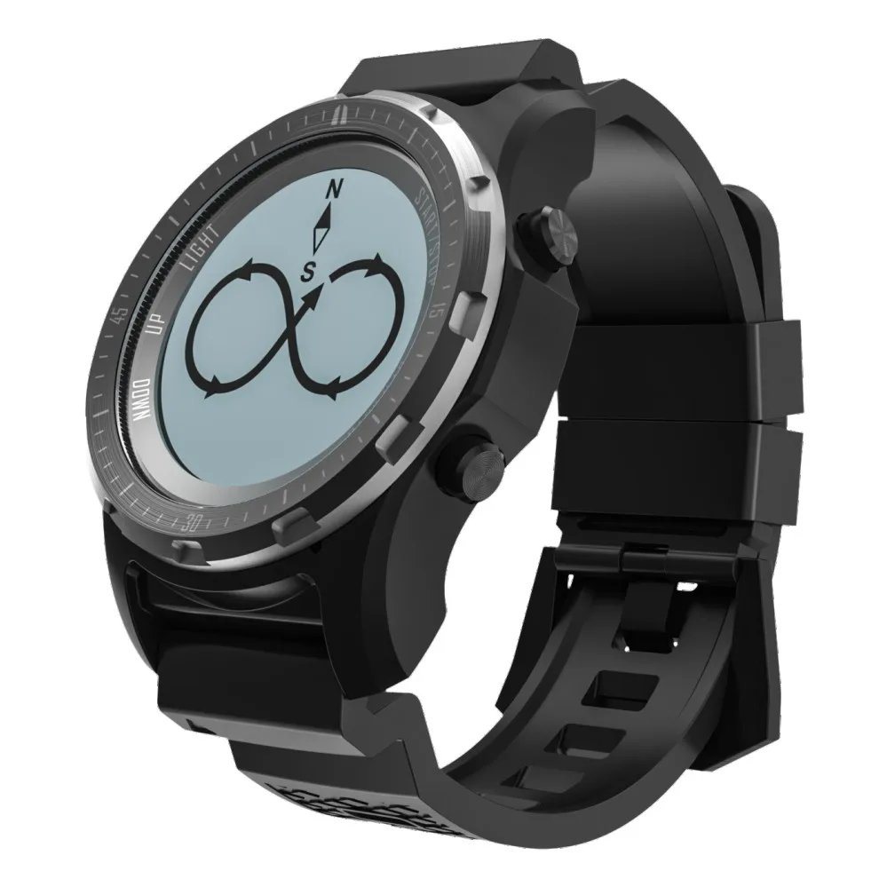 Gps S966 Смарт-часы для мужчин монитор сердечного ритма мульти-спортивные фитнес-часы-трекер компас с Bluetooth высота спортивные умные часы - Цвет: Черный