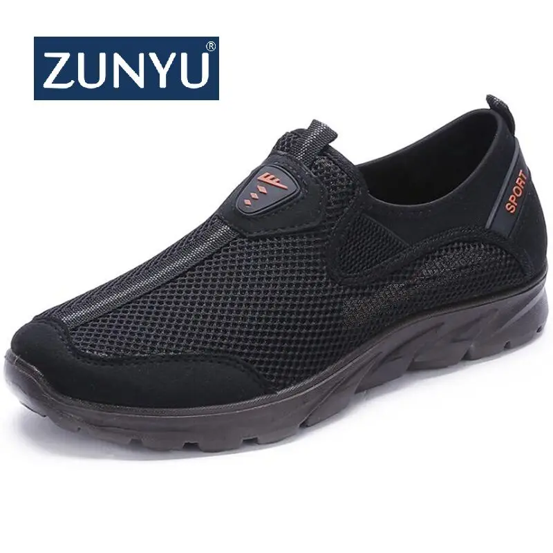 ZUNYU New Men Mesh Shoe Sneakers For Shoes Breathable Men's Casual Slip-On Male Loafers Walking 38-48 | Обувь