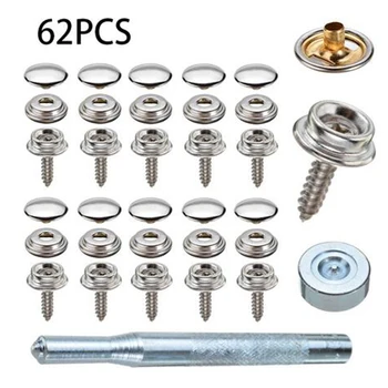

62Pcs Stainless Steel Canvas Snap Fastener Cap Screw Stud For Marine Application Snap Fastener Sockets Accessories