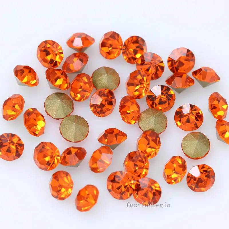 orange 144/1440p ss19 круглый цвет с заостренным фольгированным дном назад Чешский кристалл дизайн ногтей Стразы Драгоценности ремонт одежды стекло шатон СТРАЗА камень - Цвет: orange